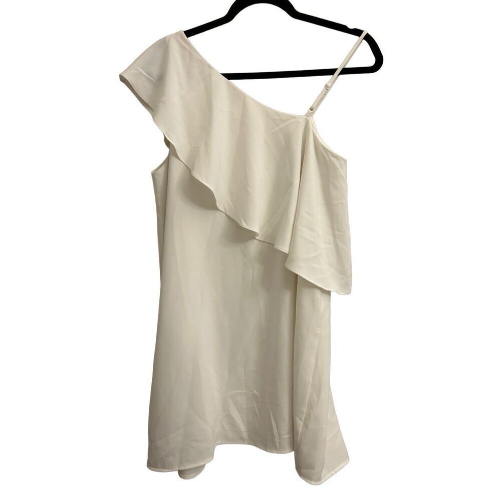 TCEC asymmetrical ruffle dress white M bachelorette wedding party